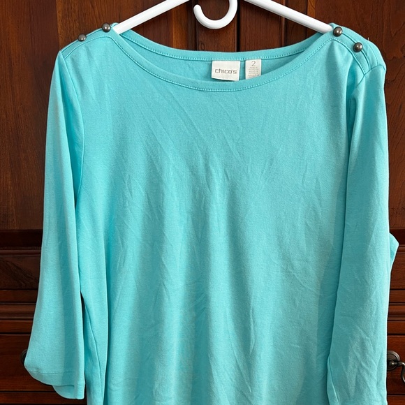 Chico’s Blue Cotton Top - SZ 2. (L) - Picture 1 of 6